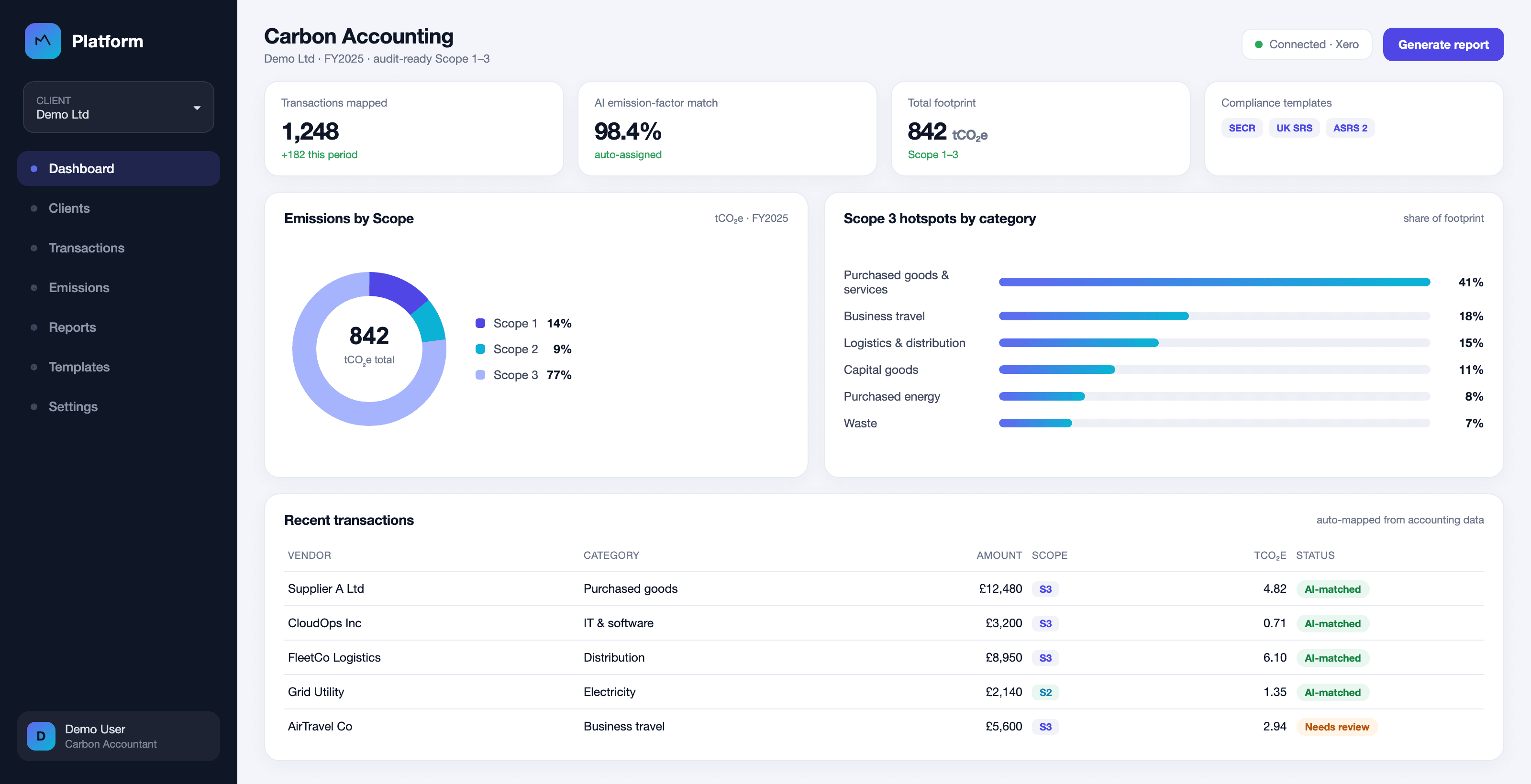 AI Carbon Accounting Platform screenshot 1